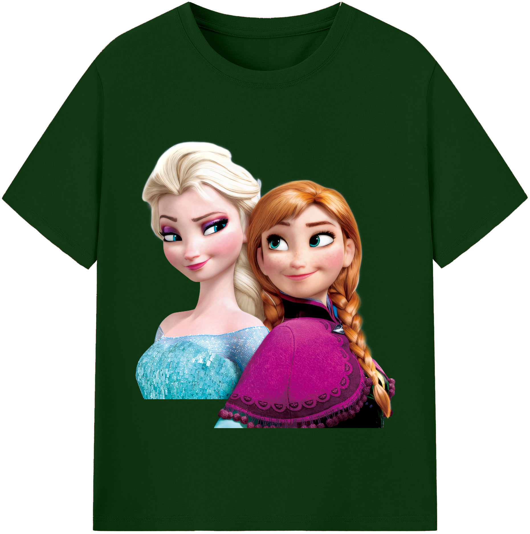 （画像用） アナと雪の女王 アンナ エルサ Frozen Anna Elsa 綿100％半袖Tシャツ（フロントプリント）